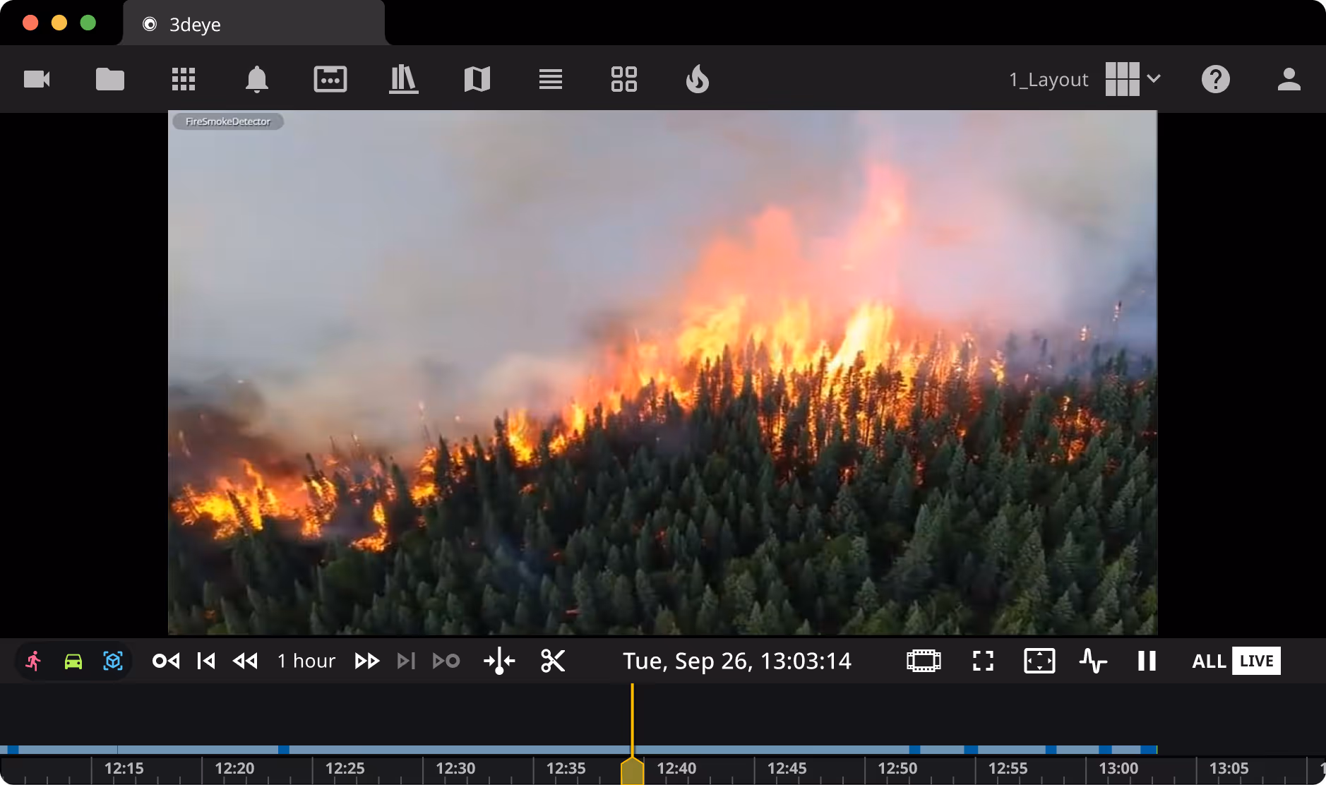 Fire and smoke detection AI identifying active fire