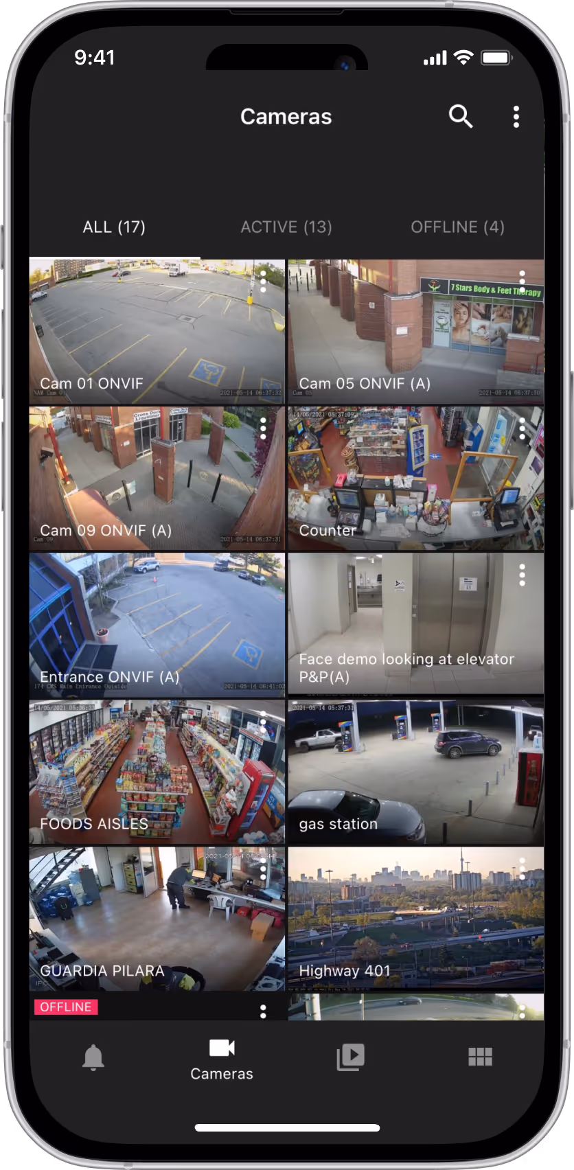VDS mobile app showing live alerts