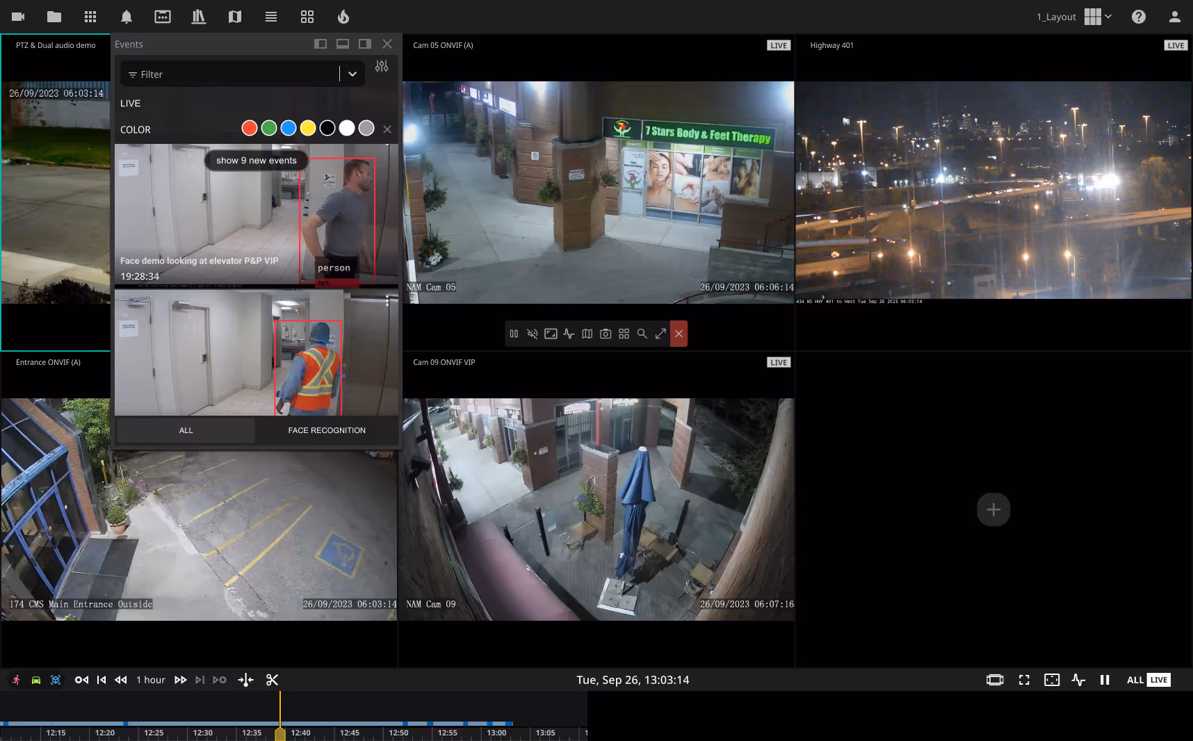 VDS tablet dashboard with camera grid
