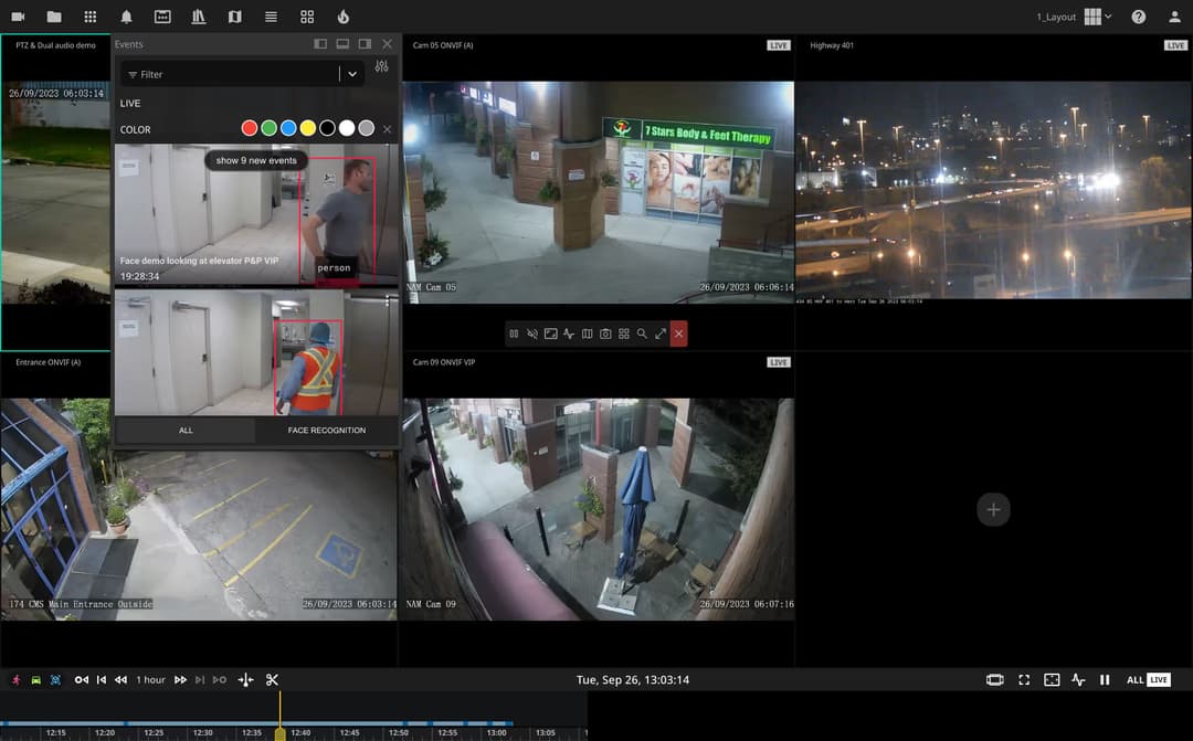 VDS tablet dashboard with camera grid