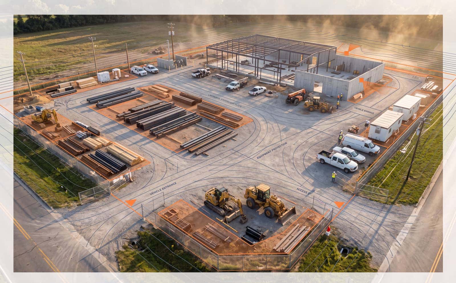 Aerial view of a protected site evolving from plan to live coverage