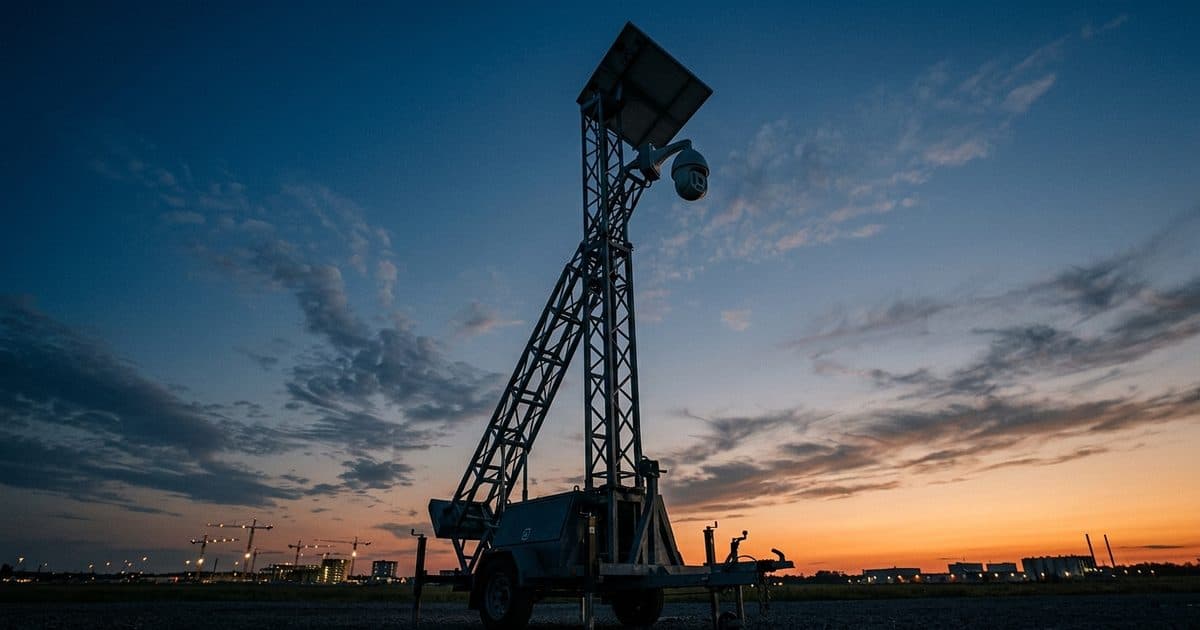 VDS mobile surveillance trailer deployed at night