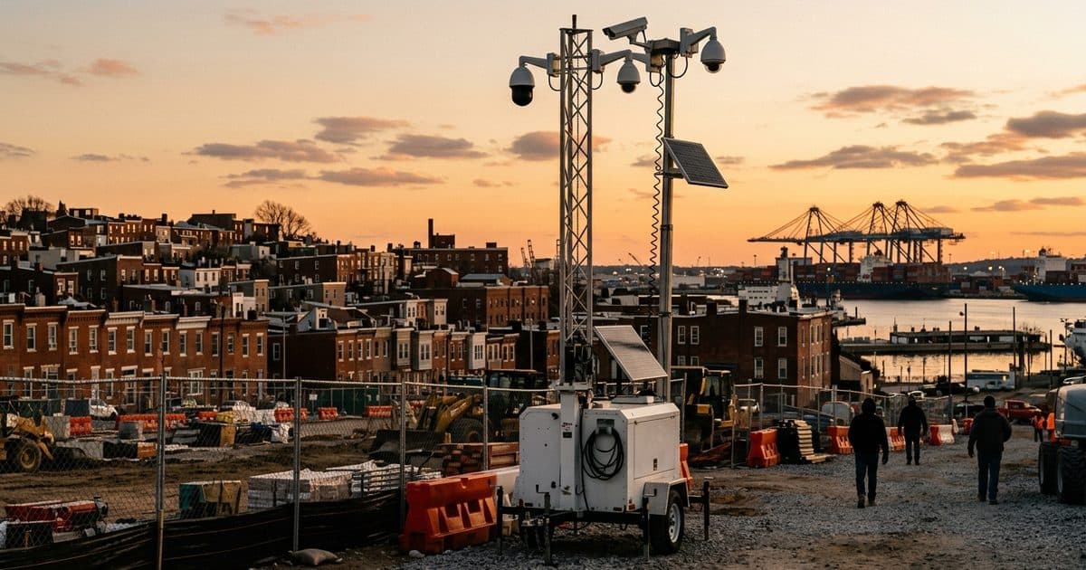 Mobile surveillance trailer deployed in the Baltimore area