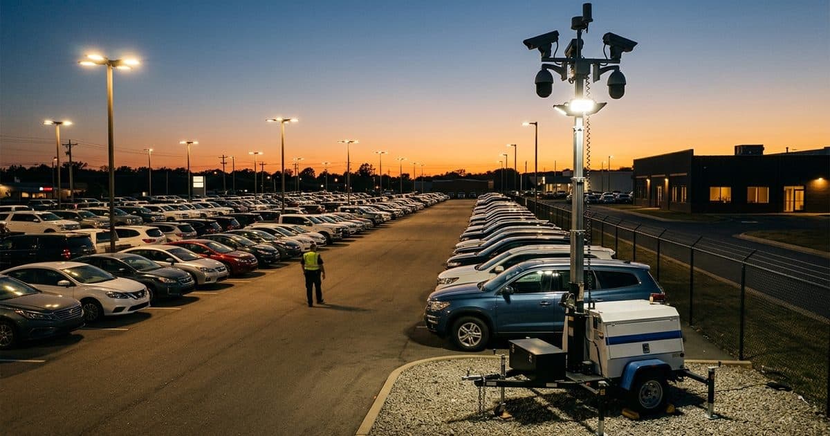 Auto Dealership site with VDS mobile surveillance