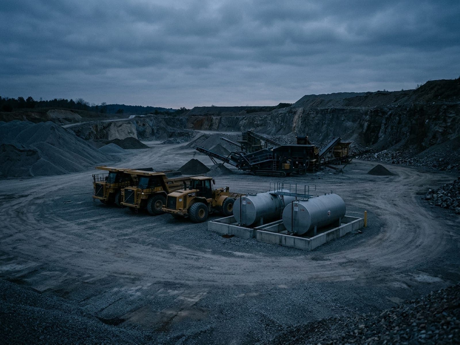 Diesel and fuel tank theft risk area at an aggregates & quarries site