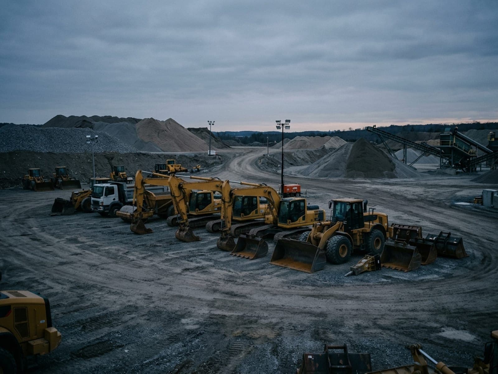 Equipment, parts, and copper theft risk area at an aggregates & quarries site