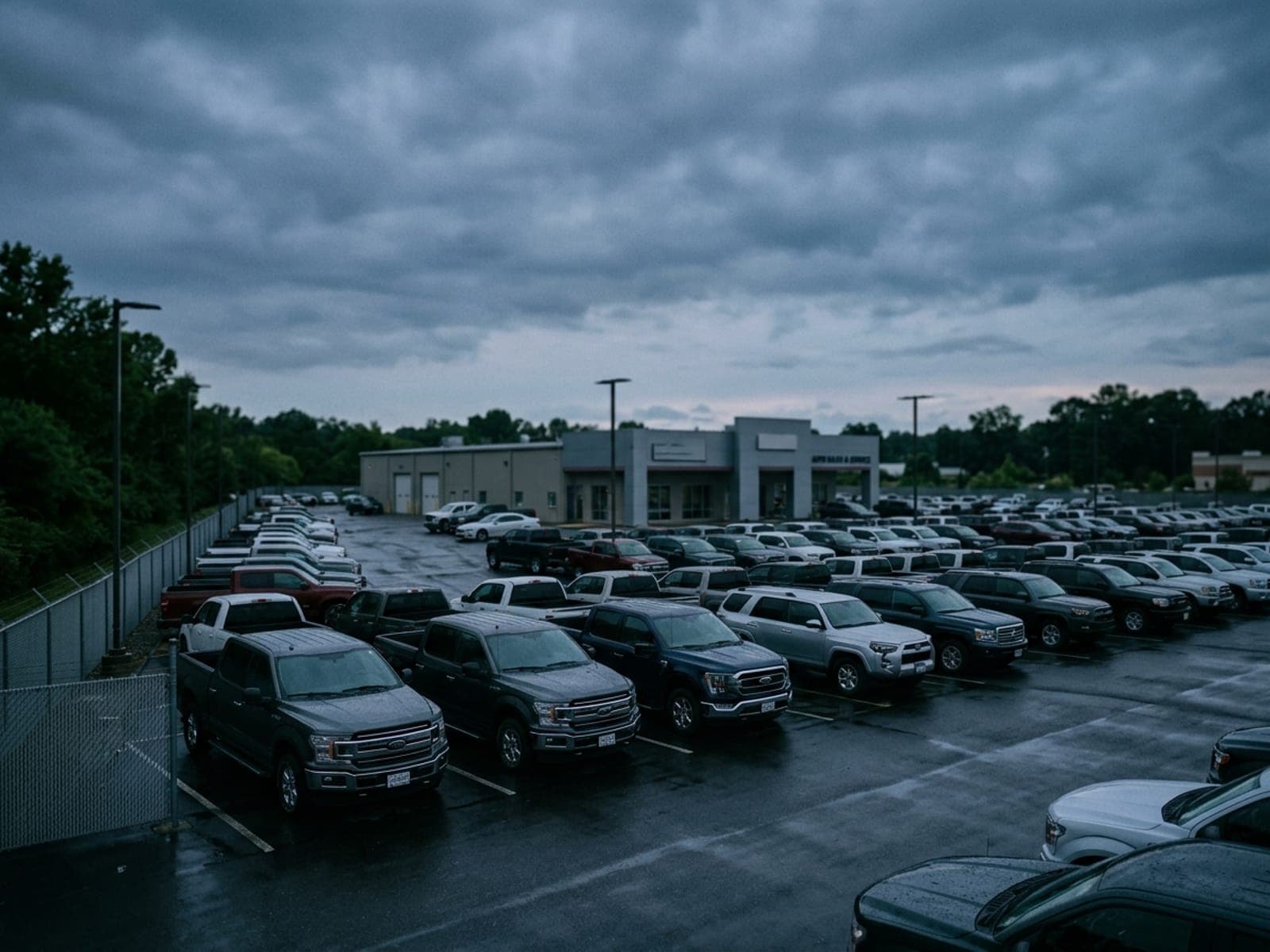 Catalytic converter theft risk area at an auto dealership site