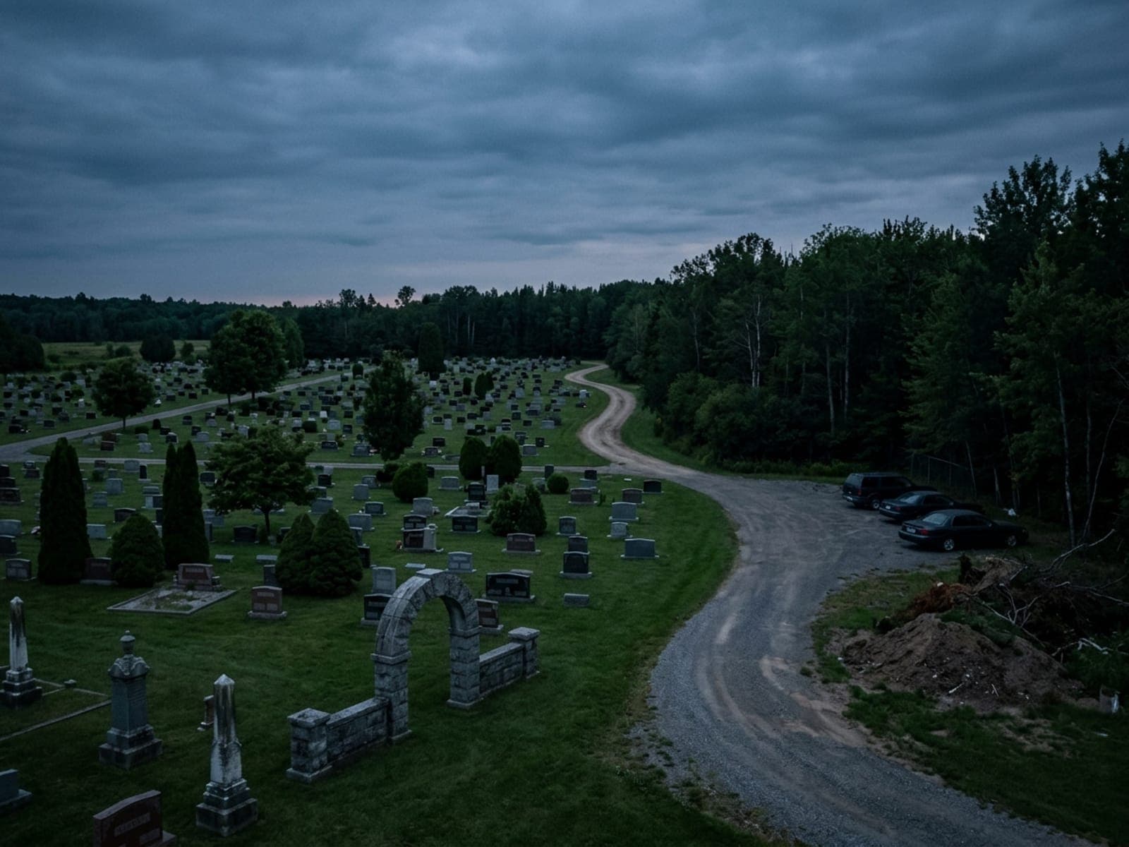 Illegal dumping and after-hours trespass risk area at a cemeteries site