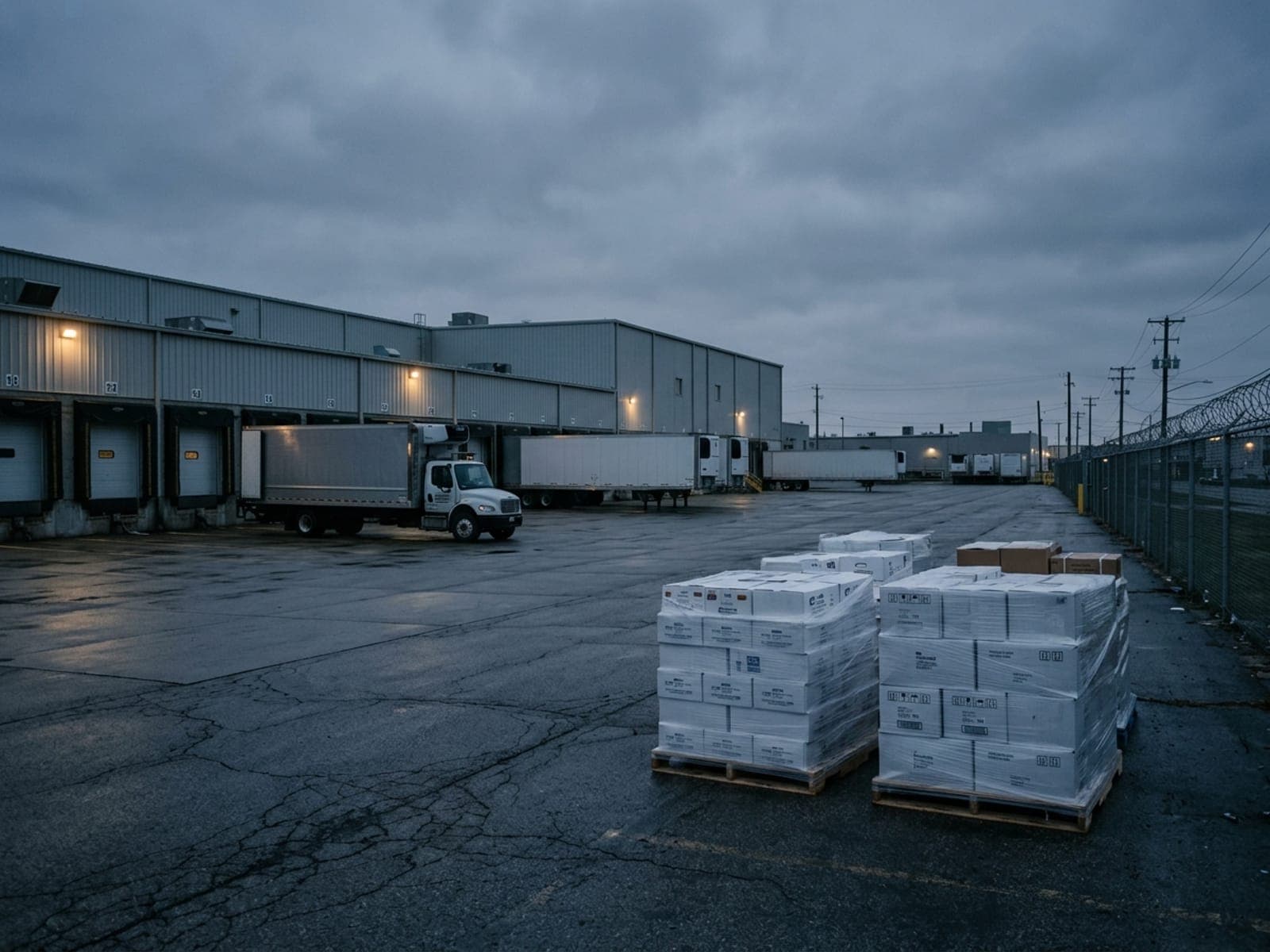 Dock-door and staging-area cargo theft risk area at a cold storage site