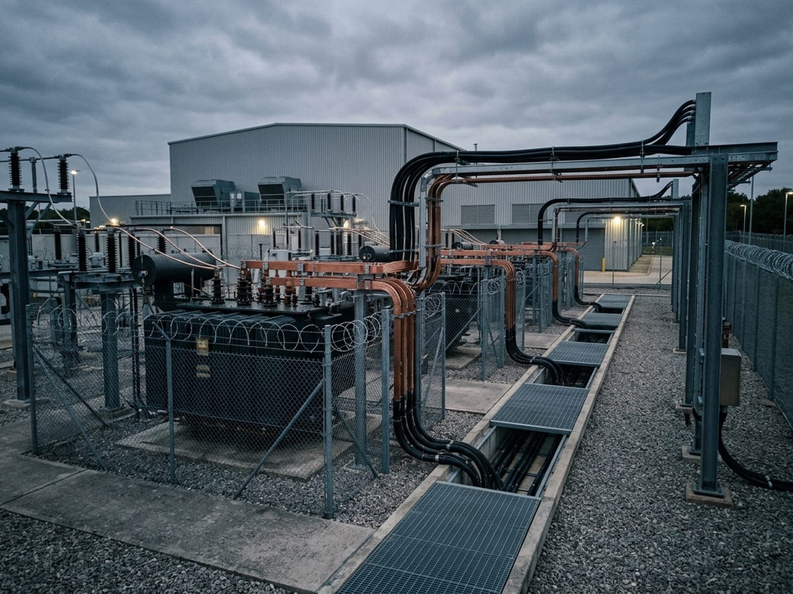 Copper theft from power infrastructure risk area at a data centers site