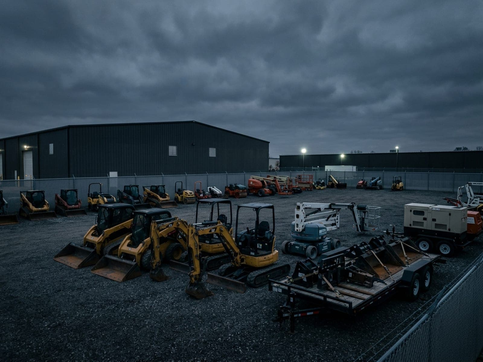 High-value machine theft risk area at an equipment rental site