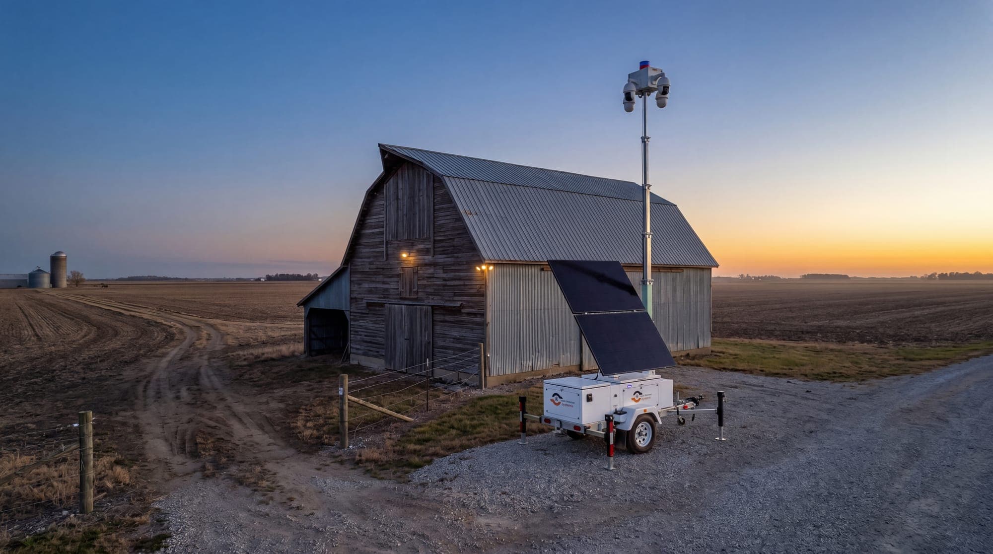Agricultural field at dusk