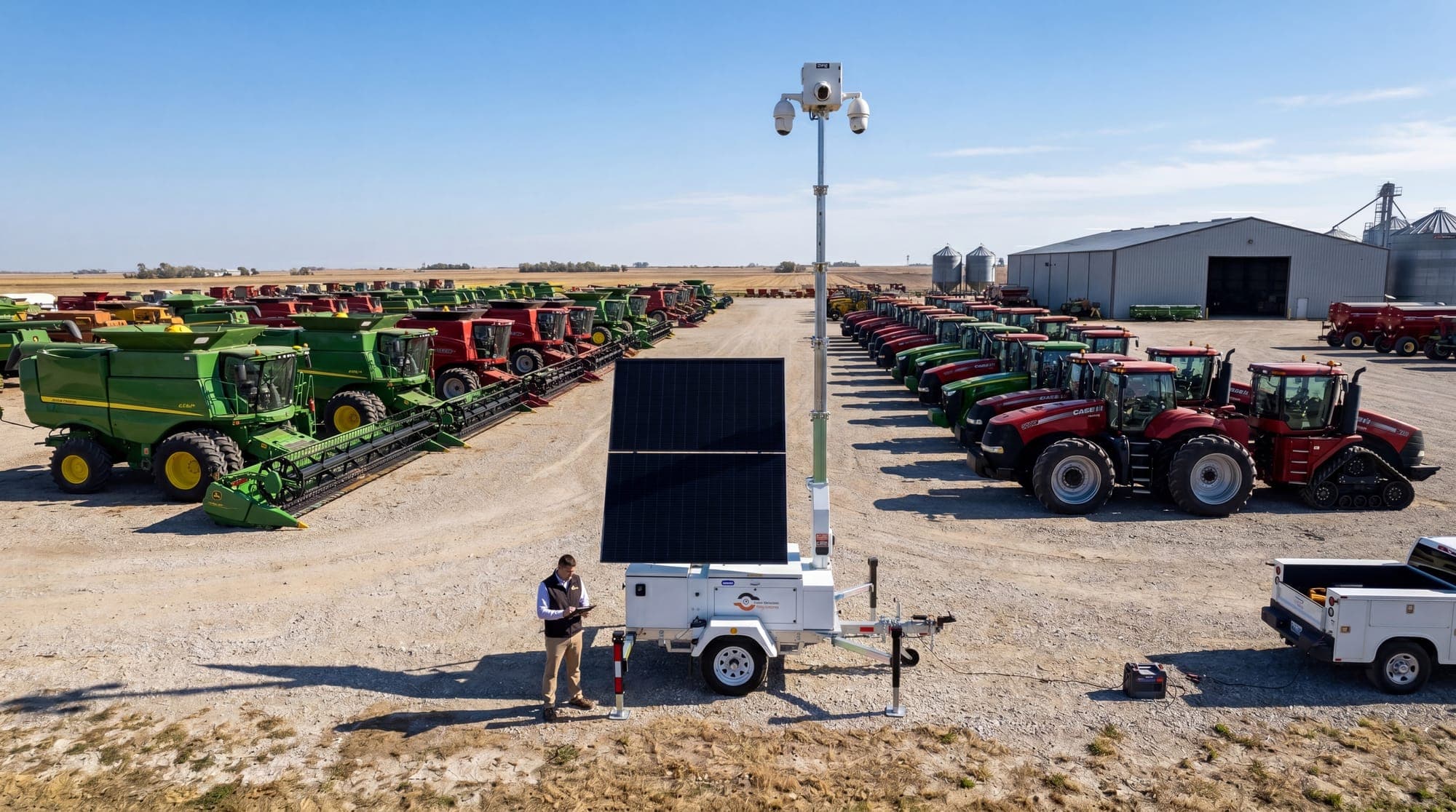 Farm equipment in open field