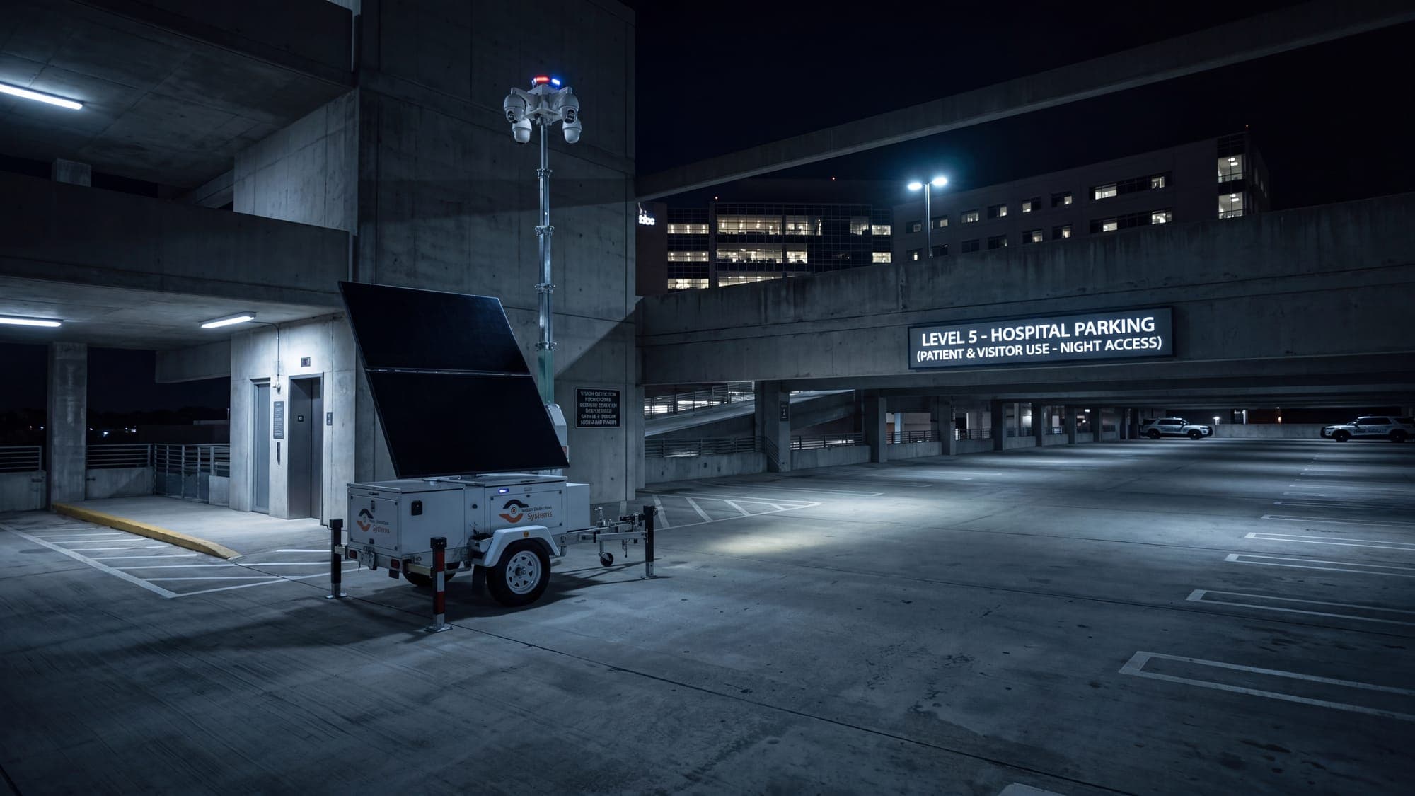 Parking garage at night