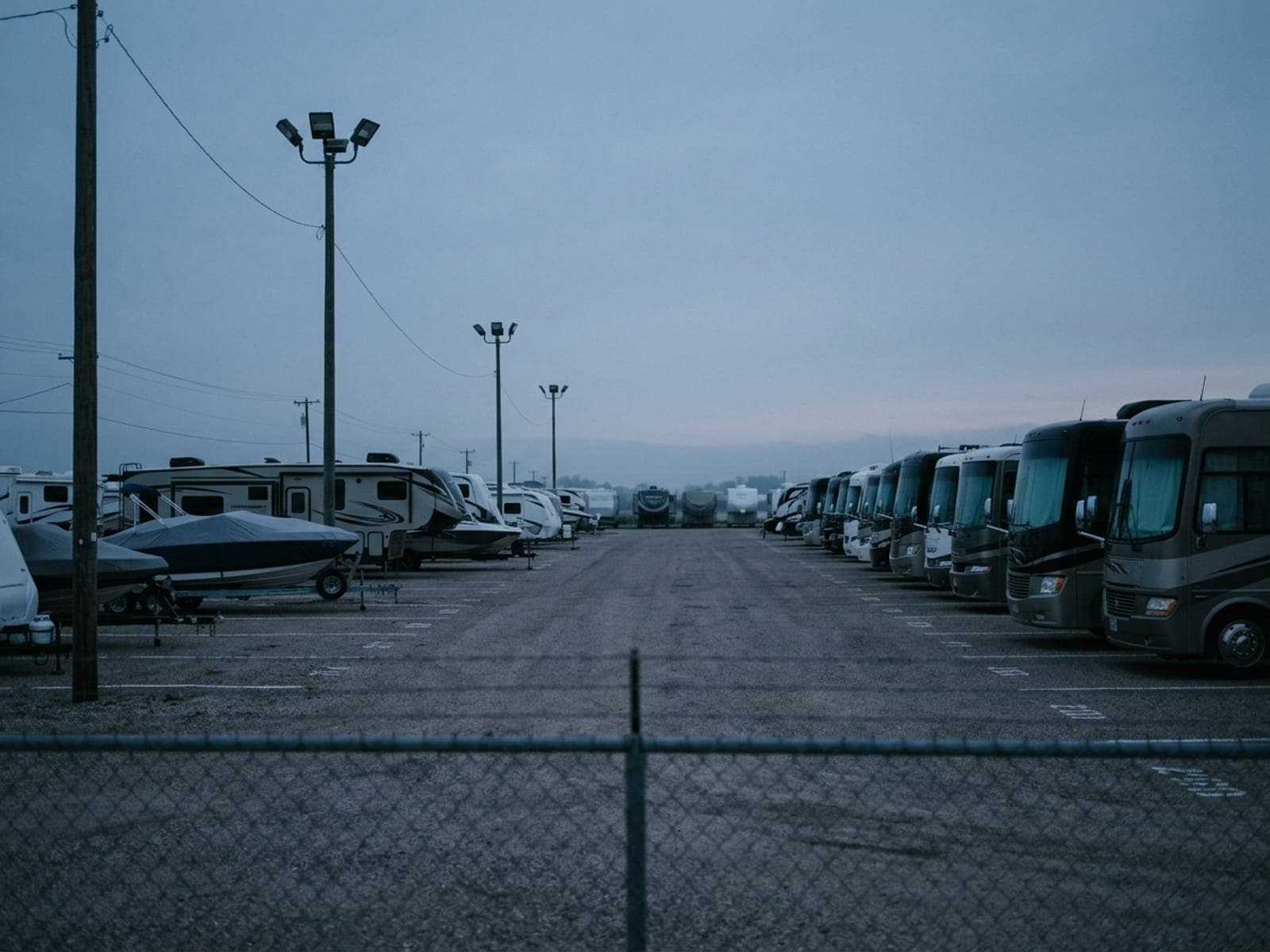 Catalytic converter and parts theft risk area at an RV & boat dealers site