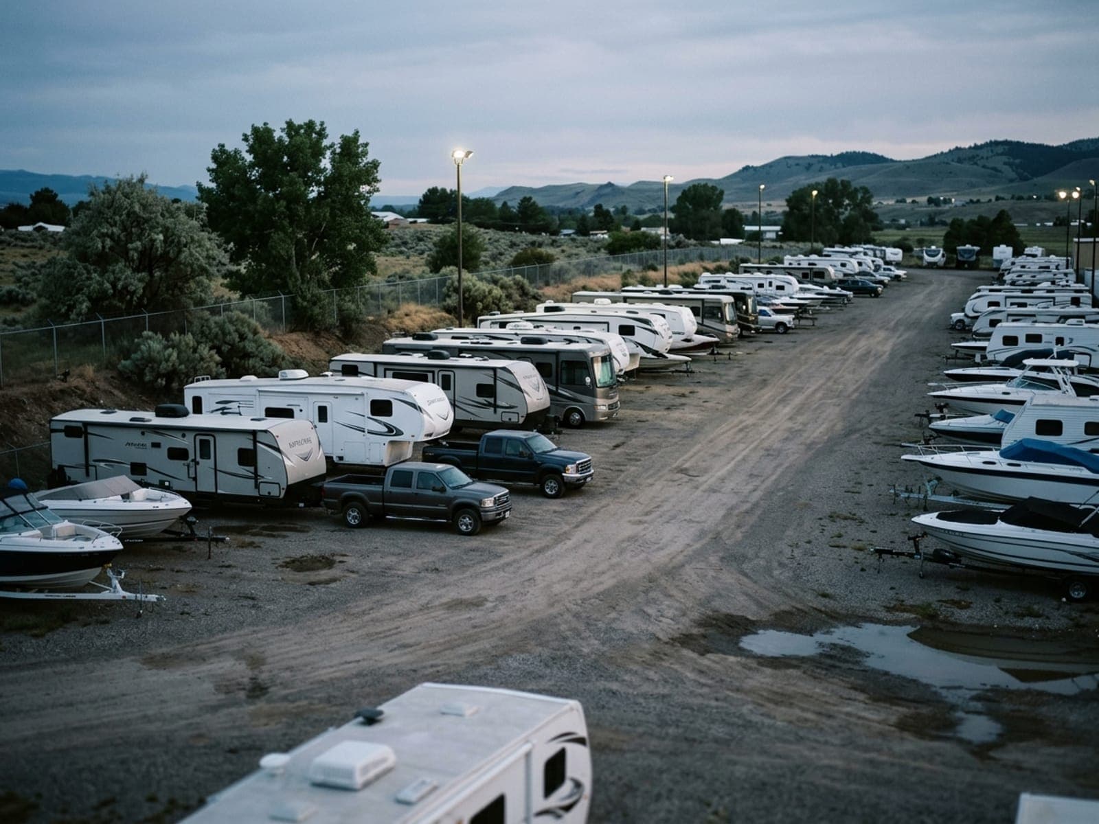 Units rolled off the lot risk area at an RV & boat dealers site