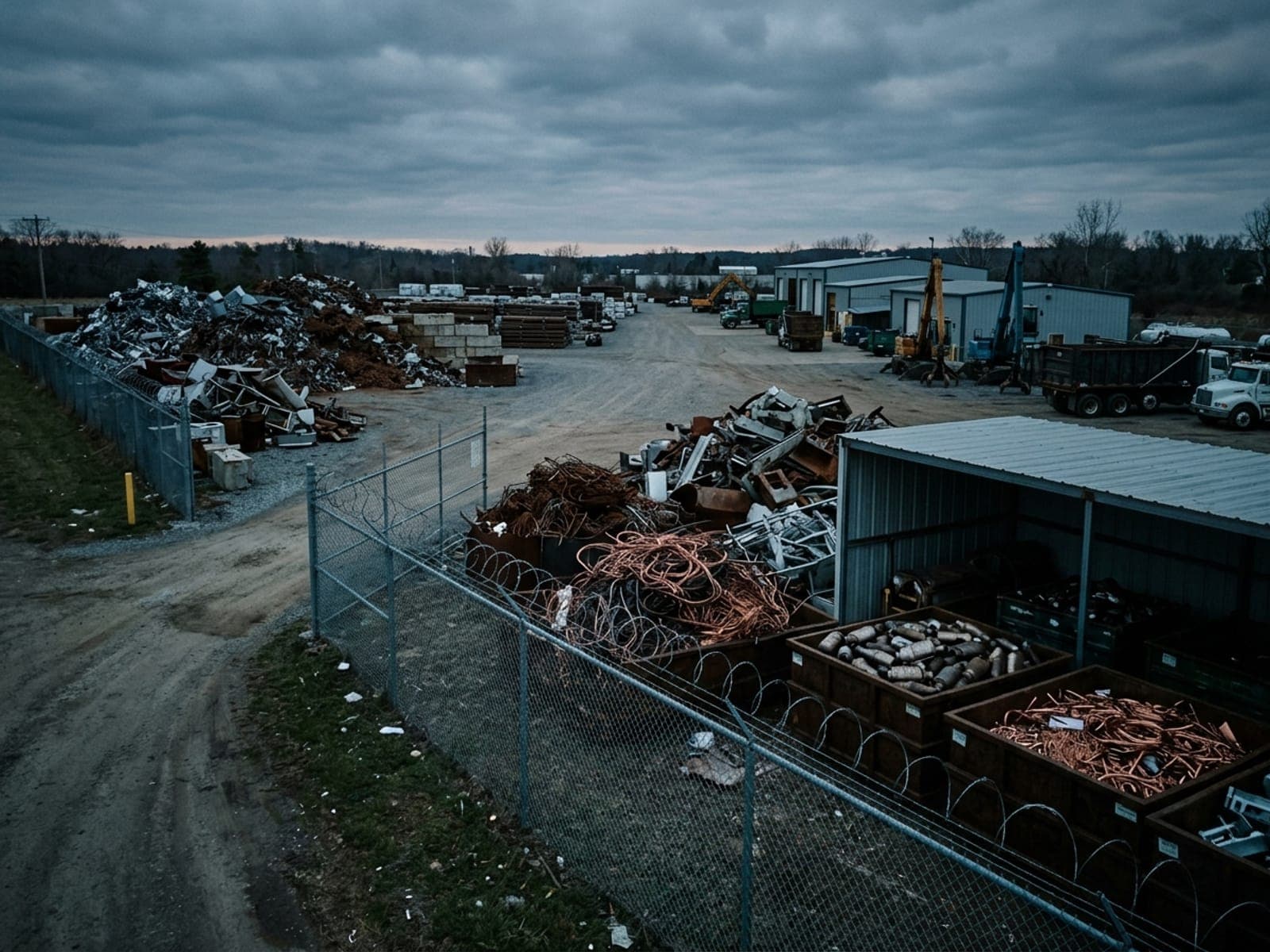 After-hours material theft risk area at a scrap & recycling site