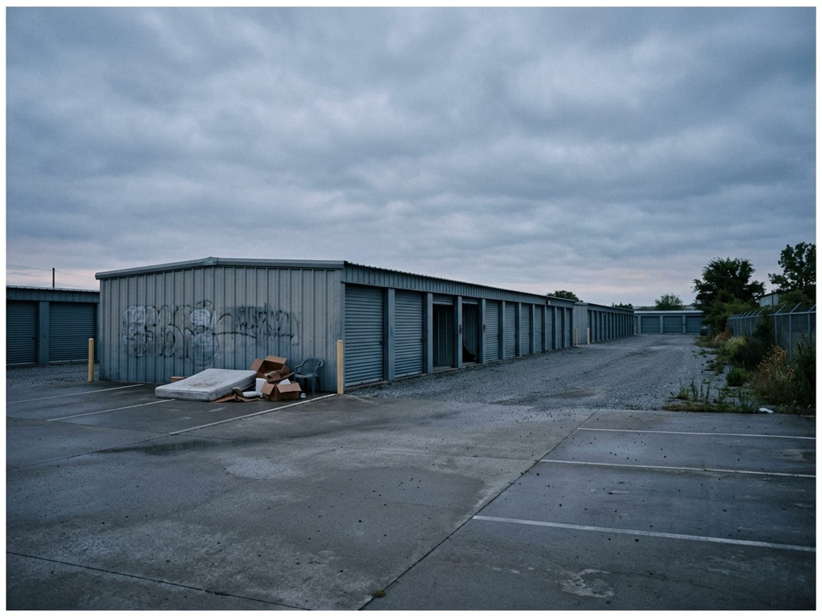 Vandalism and tenant disputes risk area at a self-storage site