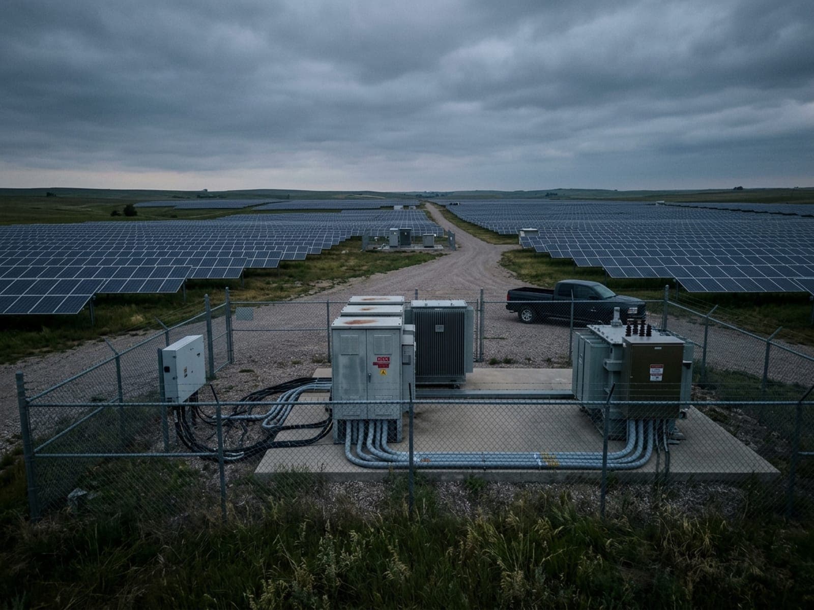 Copper wire theft from inverters risk area at a solar & renewable energy site