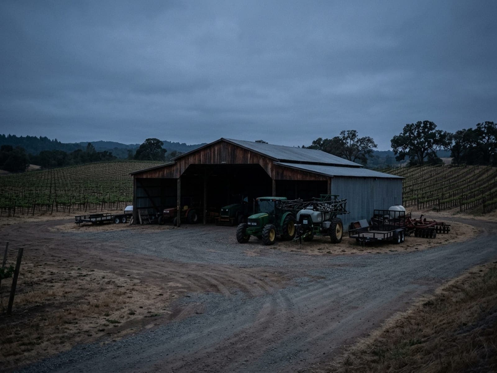 Tractor and equipment theft risk area at a vineyards & wineries site