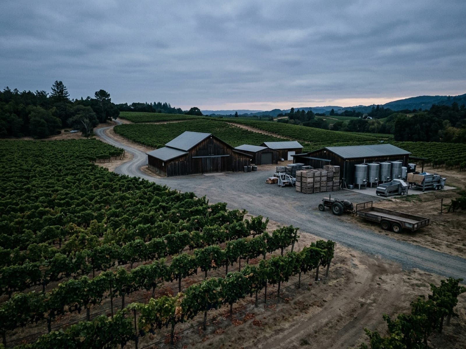 Trespass and harvest-season grape theft risk area at a vineyards & wineries site