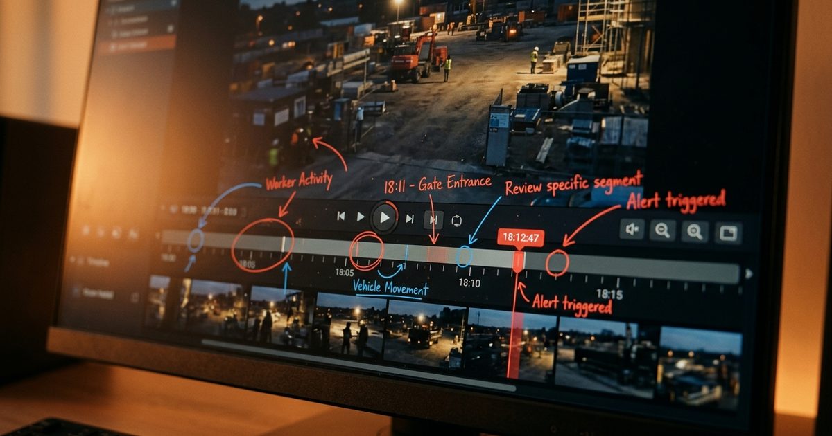 Timeline review with markup on jobsite footage