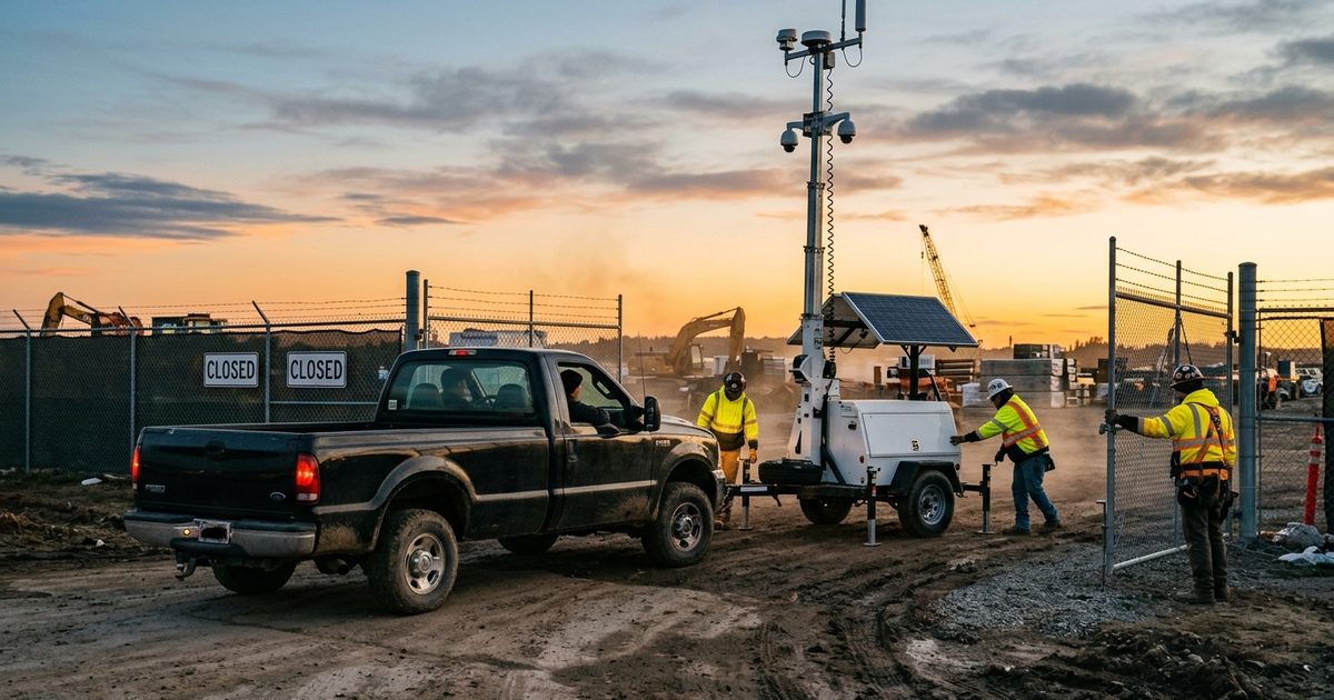 Surveillance trailer arriving at a jobsite