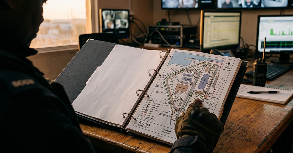 Site security plan with coverage markings