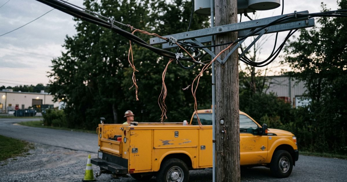 Cut copper grounding conductors at a utility pole