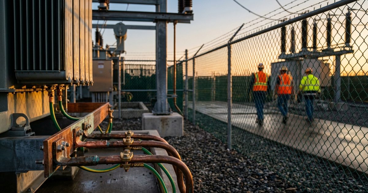 Copper conductors inside a substation perimeter