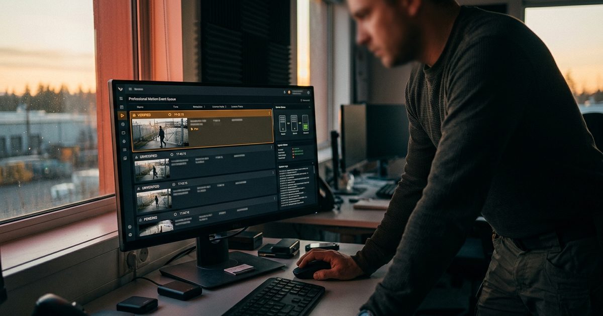 Event queue with a verified alert on an operator's screen