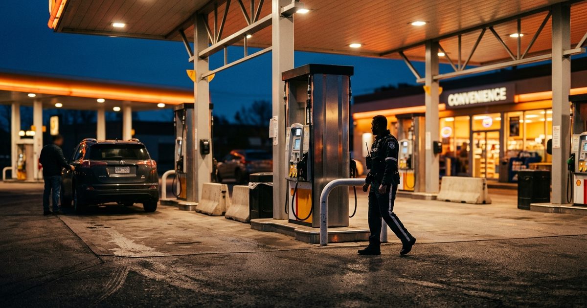 Fuel canopy and store front overnight