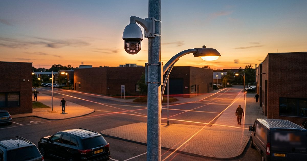 Pole-mounted coverage across a parking lot