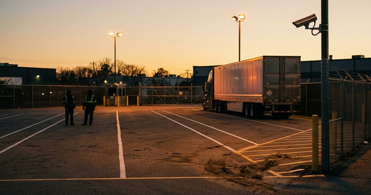 Monitored parking lot with full lane visibility