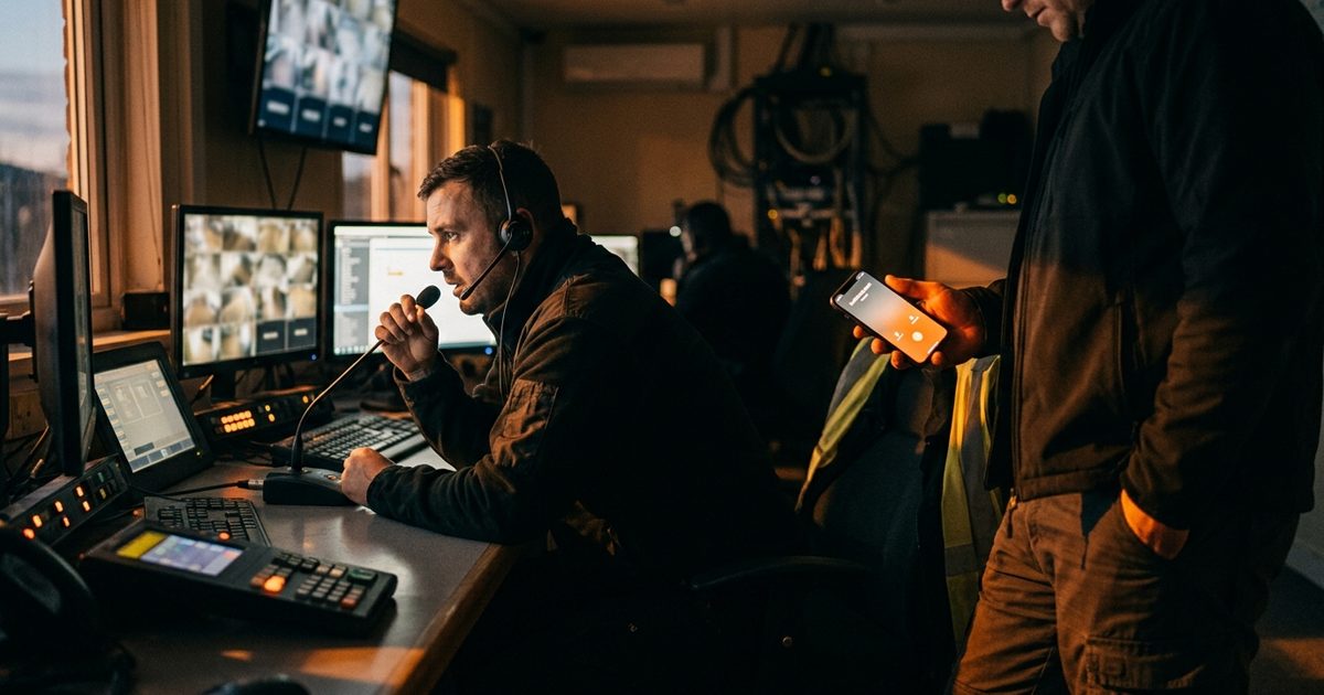 Live talk-down with escalation to site contacts