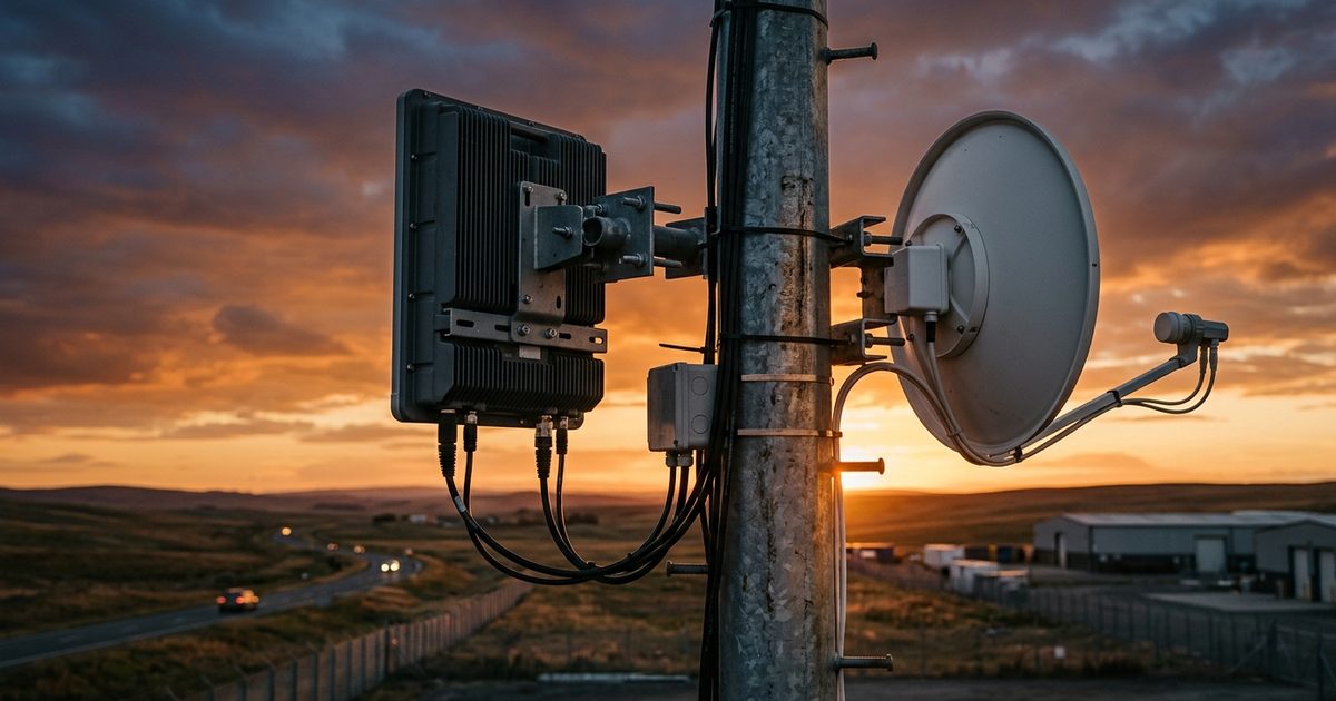 Cellular and satellite backhaul on one mast