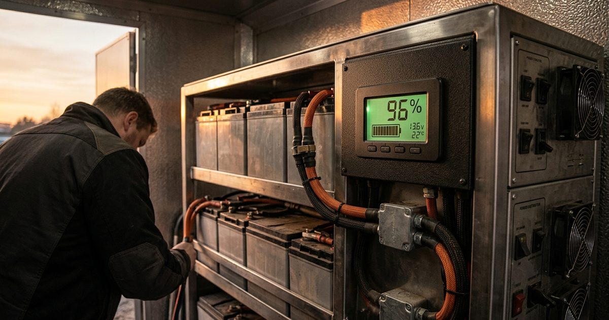 Battery state of charge in a trailer power bay