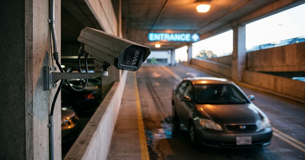 LPR camera at a casino garage entry ramp