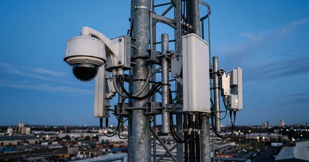 Cellular-connected camera mast with antenna